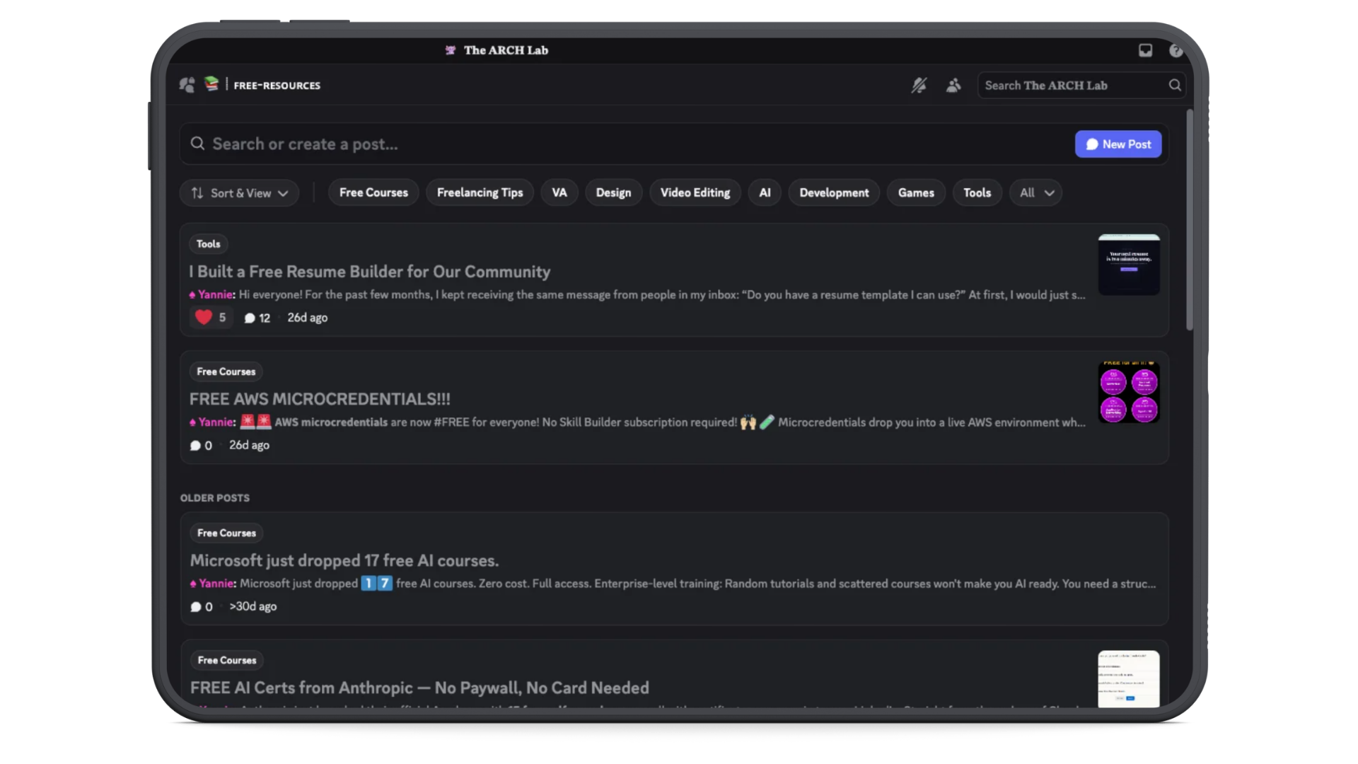 ARCH Lab learning workspace preview