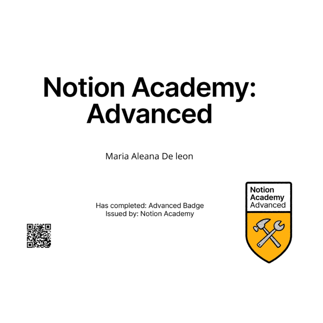 Notion Advanced certificate